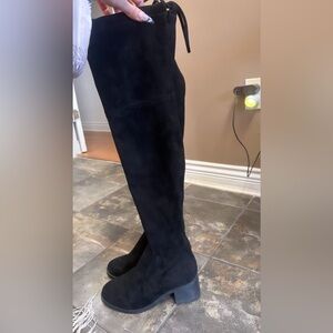 Lightly worn black knee high suede boots